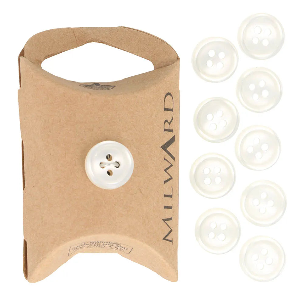 Baltas pogas Ø12mm 10 gab. /Milward/ 4 caurumi