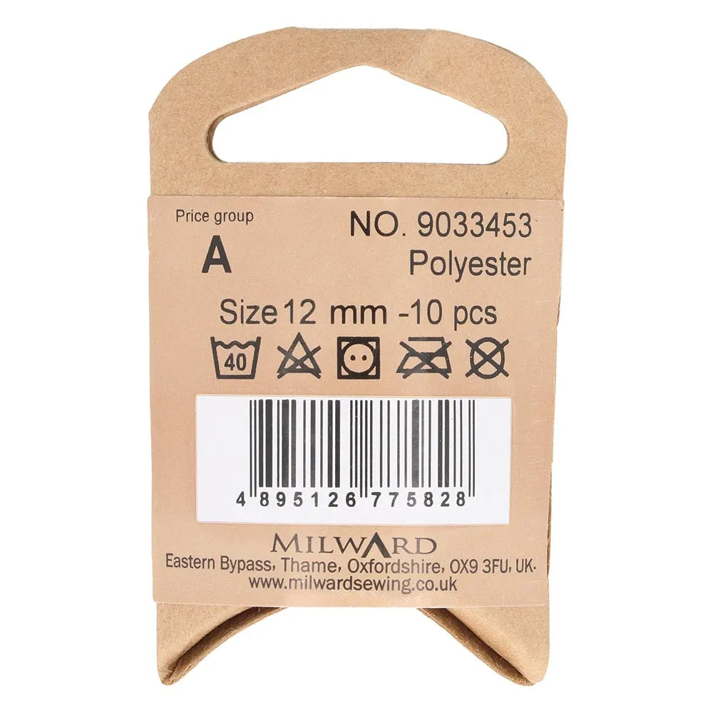 Baltas pogas Ø12mm 10 gab. /Milward/ 4 caurumi