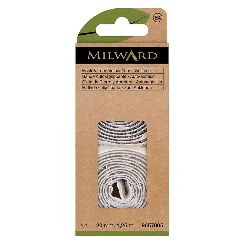 Lipīgā velkro aizdare 1.25m x 20mm /Milward/ - pielīmējama aizdare - balta