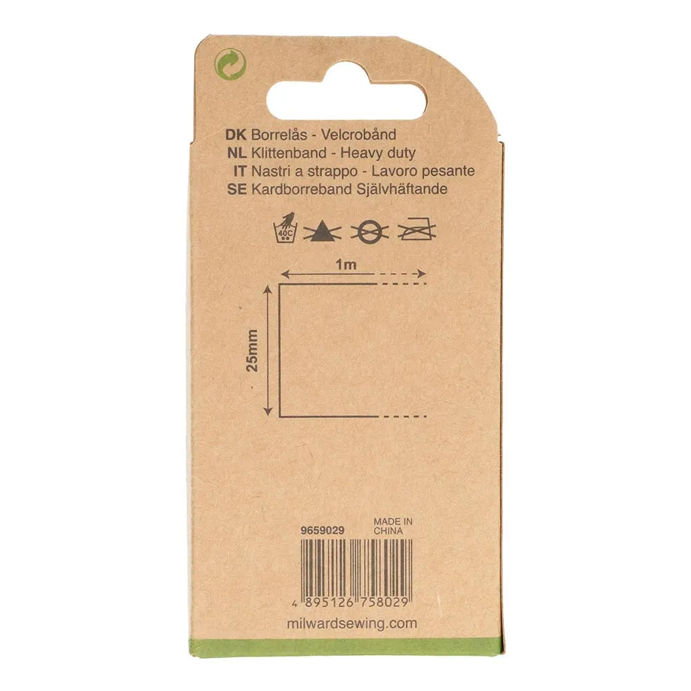 Lipīgā velkro aizdare 1m x 25mm /Milward/ - īpaši izturīga pielīmējama aizdare -  melna