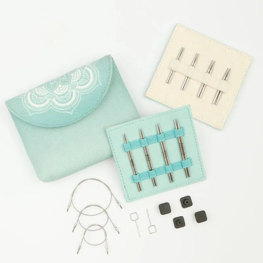 The Mindful Collection PETITE MINI 5cm+7.5cm Short Interchangeable Circular Needle Set with Cables /KnitPro/ 8 pairs