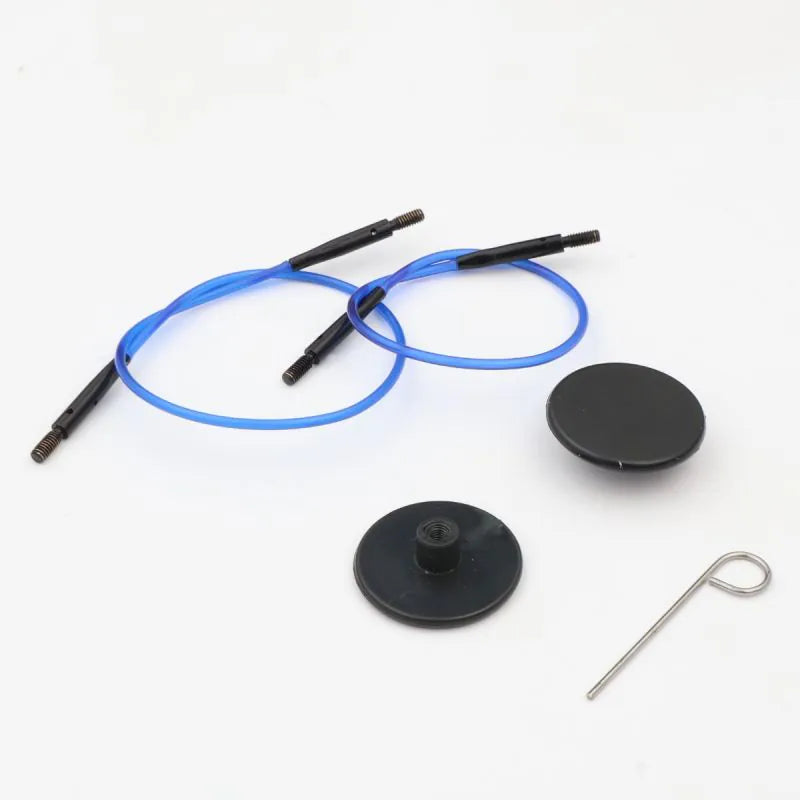 Fikseeritud nailonist kudumisvarda pael MINI / SININE mustade ühendustega / 2 tk komplekt /KnitPro