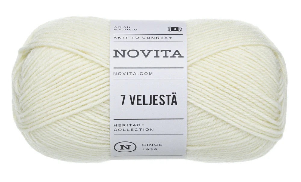 7 Brothers - 7 Veljestä /NOVITA/ 8-diegu biezuma zeķu dzija 100g #010 "Gandrīz balts"