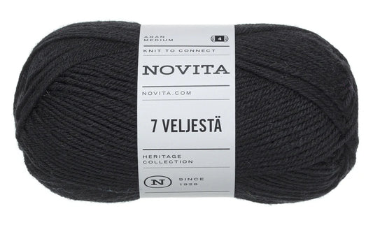 7 Brothers - 7 Veljestä /NOVITA/ 8-ply sock yarn 100g #099 "Black"