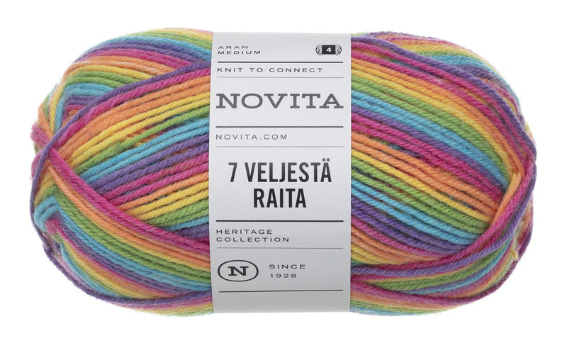 7 Brothers RAITA - 7 Veljestä RAITA /NOVITA/ 8-thread thickness sock yarn 100g #980 "Rainbow"