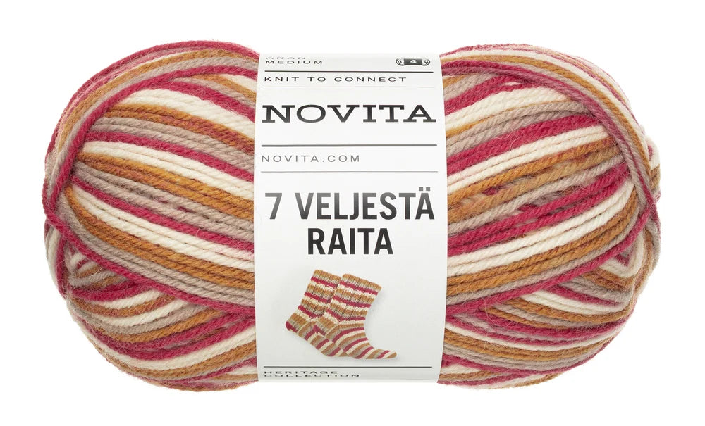 7 Brothers RAITA - 7 Veljestä RAITA /NOVITA/ 8-diegu biezuma zeķu dzija 100g #983 "Vētrains rīts"