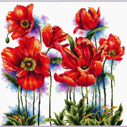 LOVELY POPPIES - izšūšanas komplekts /Ladybird/ 40 x 40 cm