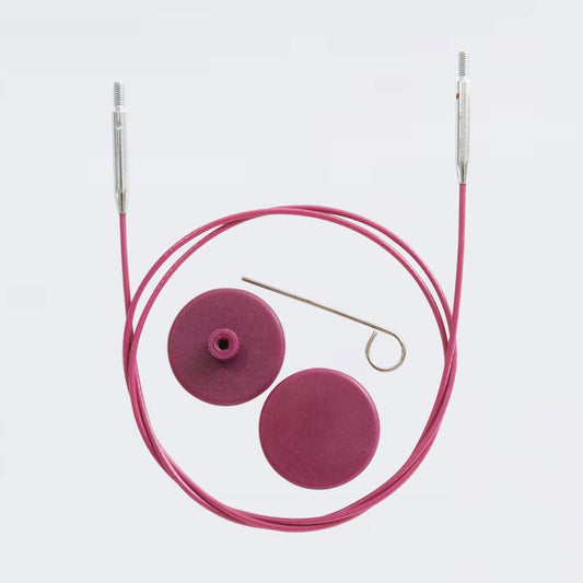 Fixed stainless steel nylon coated knitting needle cord / VIOLETA with silver connectors / KnitPro