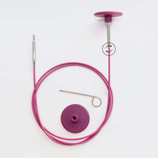 360° Rotating Knitting Needle Cord / VIOLETA with Silver Connectors / Stainless Steel / KnitPro