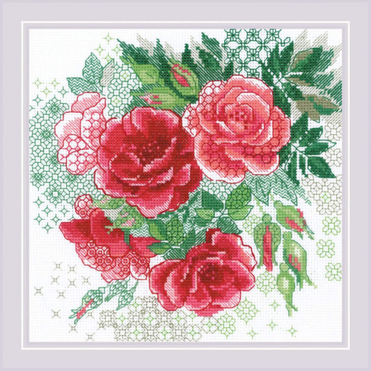 Red roses - embroidery kit /RIOLIS/ 20 x 20 cm