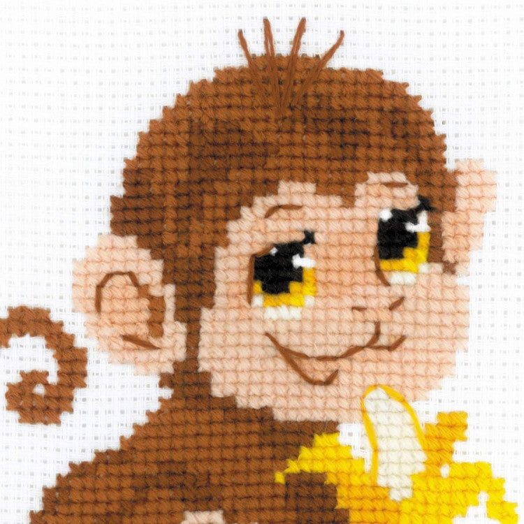 Pērtiķītis  - izšūšanas komplekts /RIOLIS - Happy Bee/ 15 x 15 cm