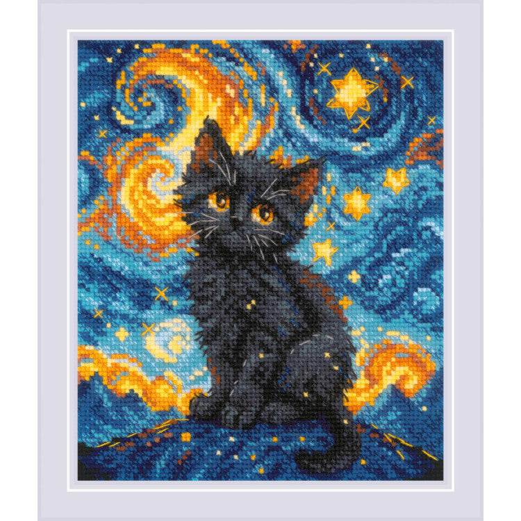 Zvaigžņu kaķis - izšūšanas komplekts /RIOLIS/ 15 x 18 cm