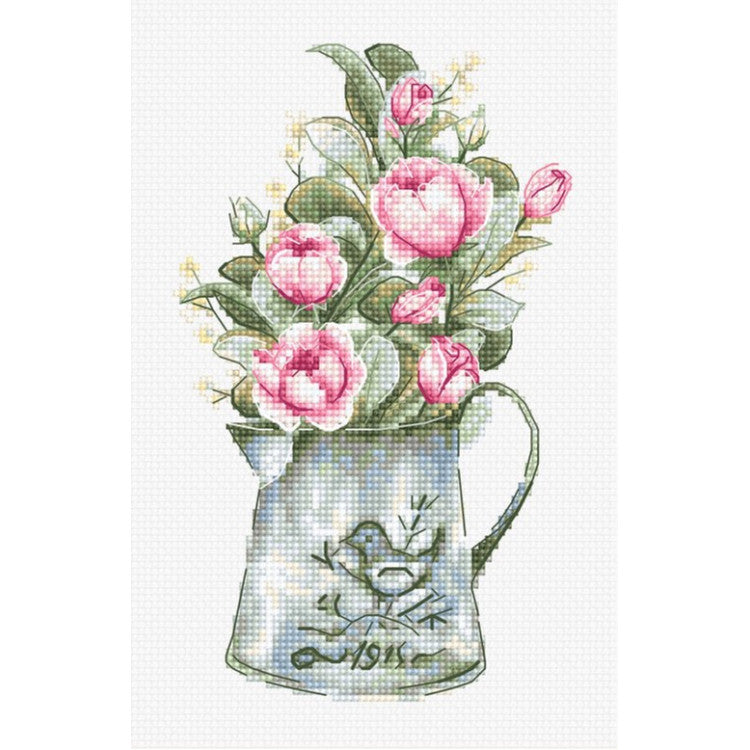 Pušķis ar Rozēm - izšūšanas komplekts /Luca-S/ 8 x 16 cm