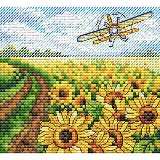 "Saulespuķu jūra" - izšūšanas komplekts /MP Studia/ 10x11 cm