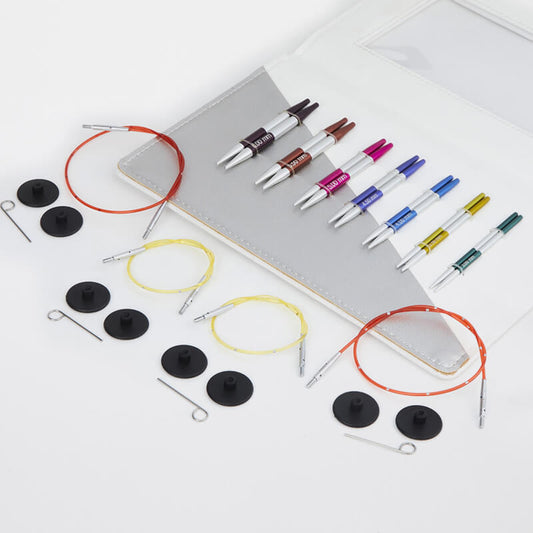 Smart Stix DELUX /10cm īso apļa adāmadatu komplekts ar kabeļiem / Knit Pro/ 7 izmēri