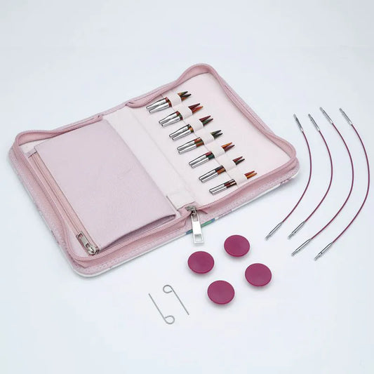 SYMFONIE 2 MINI /5cm īso maināmo apļa adāmadatu komplekts ar kabeļiem /KnitPro/ 7 izmēri