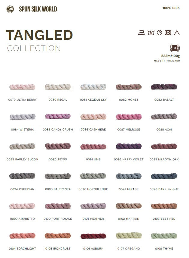 Spun Silk World TANGLED silk Nm 16/3 50g #0105 "Dzelzs garoza"
