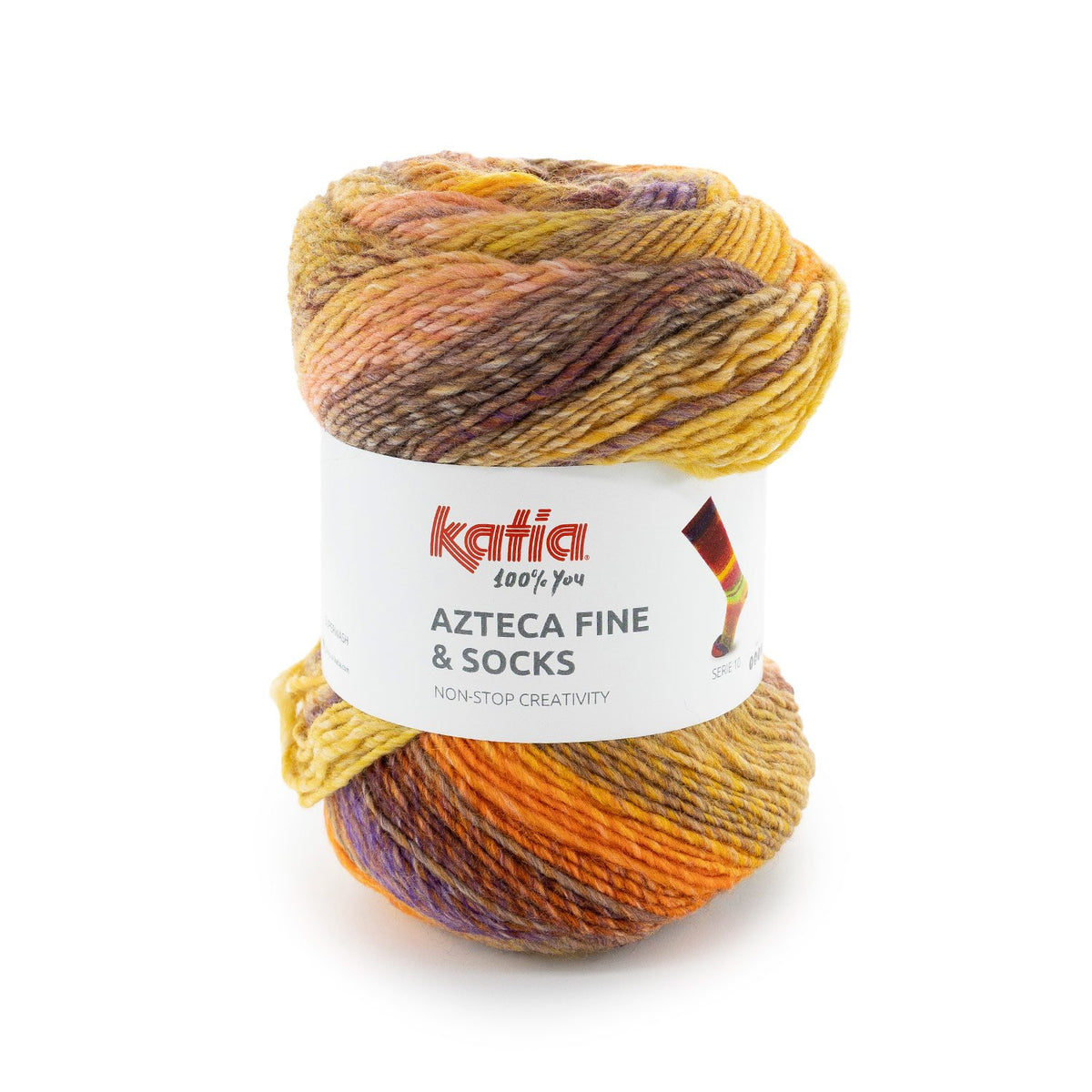 AZTECA FINE SOCKS & MORE /Concept by Katia/ 6-diegu zeķu dzija 150 g #11 Sarkans-Dzeltens-Zaļš