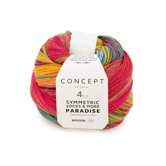 Symmetric Socks & More PARADISE /Concept by Katia/ 4-diegu zeķu dzija 80 g#42 Brūns-sarkans-melns