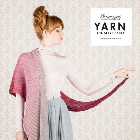 Scheepjes YARN The After Party Nr.13 - lakata šalles adīšanas pamācība "Essence Shawl", ENG