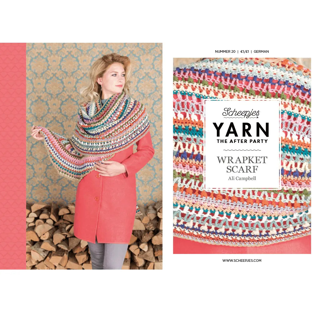 Scheepjes YARN The After Party Nr.20 - lakata šalles tamborēšanas pamācība "Wrapket Scarf", ENG