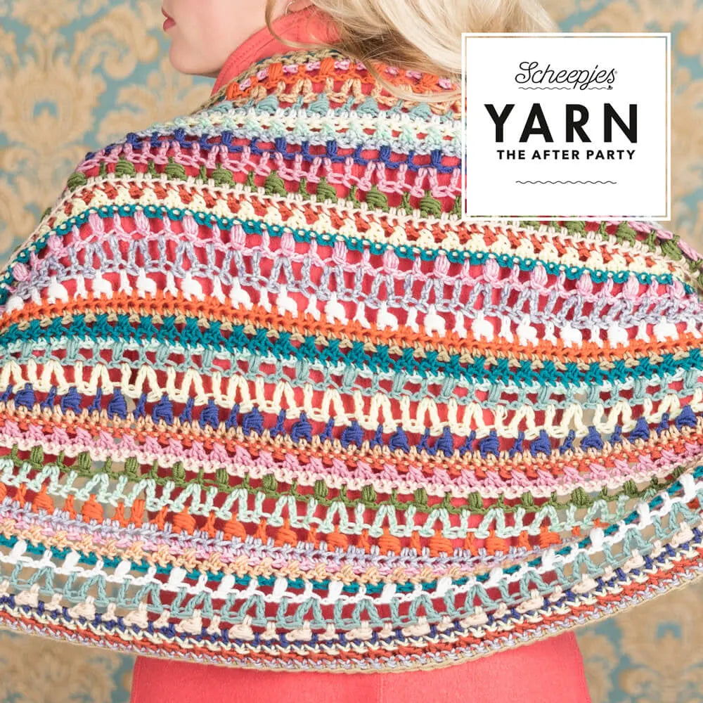 Scheepjes YARN The After Party Nr.20 - lakata šalles tamborēšanas pamācība "Wrapket Scarf", ENG