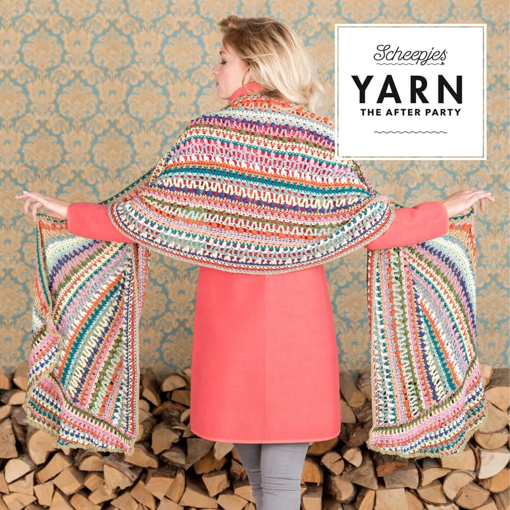 Scheepjes YARN The After Party Nr.20 - lakata šalles tamborēšanas pamācība "Wrapket Scarf", ENG