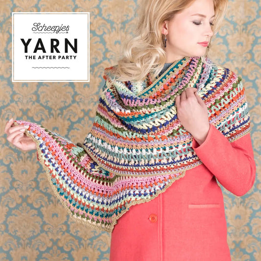 Scheepjes YARN The After Party Nr.20 - lakata šalles tamborēšanas pamācība "Wrapket Scarf", ENG