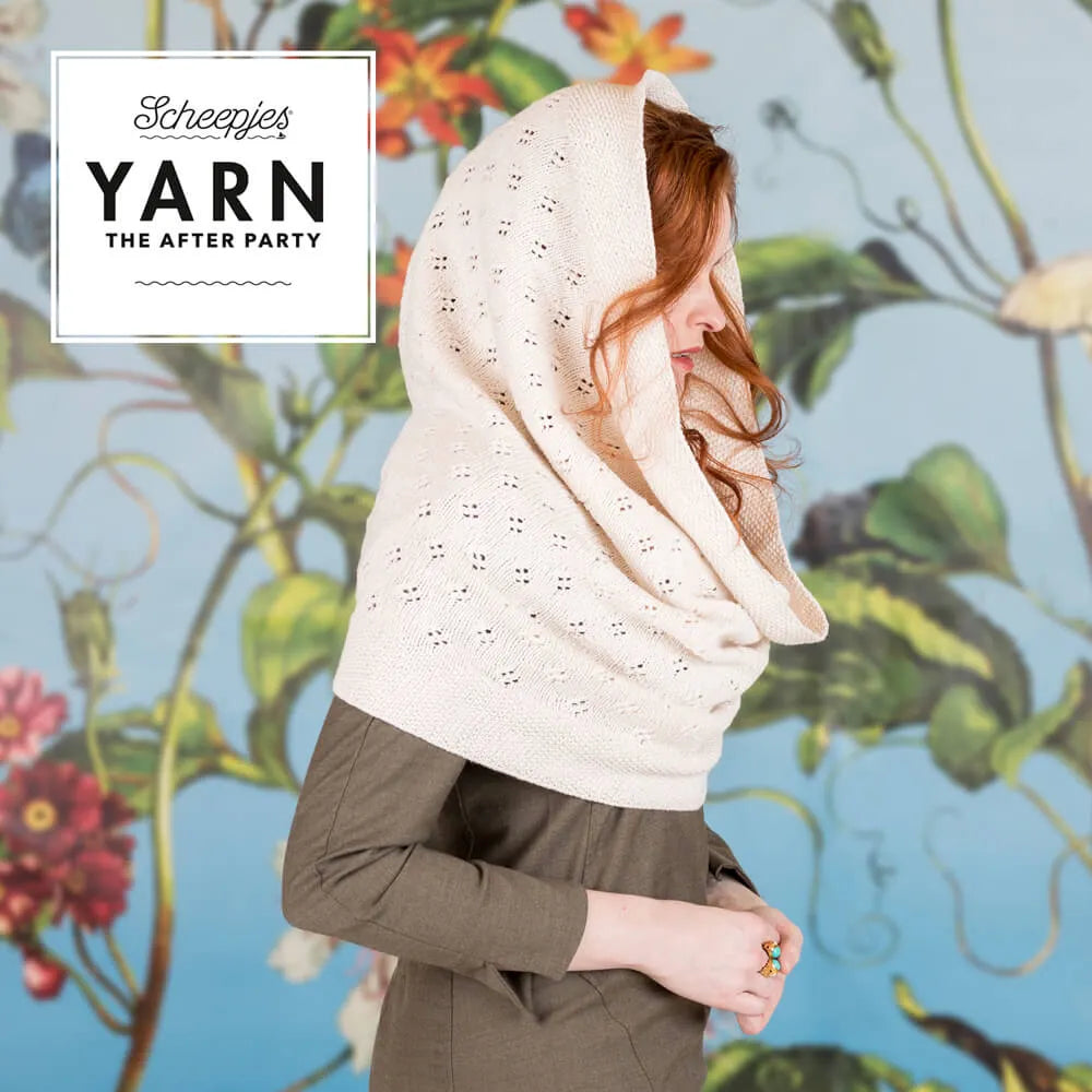 Scheepjes YARN The After Party Nr.26 - šalles adīšanas pamācība Springtime Hooded Cowl, ENG