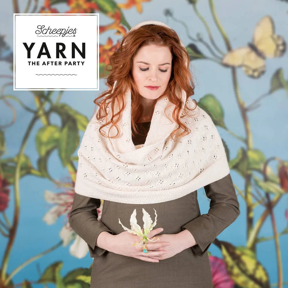 Scheepjes YARN The After Party Nr.26 - šalles adīšanas pamācība Springtime Hooded Cowl, ENG