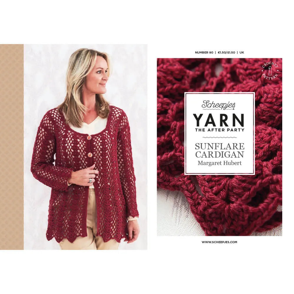 Scheepjes YARN The After Party Nr.90 - jakas tamborēšanas pamācība "Sunflare Cardigan", ENG