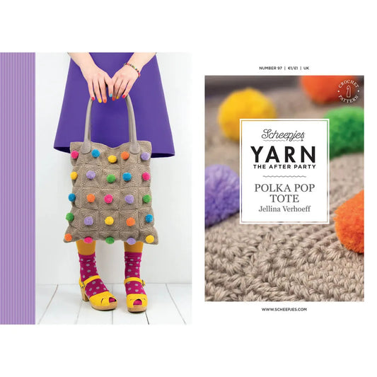 Scheepjes YARN The After Party Nr.97 - somas tamborēšanas pamācība "Polka Pop Tote", ENG